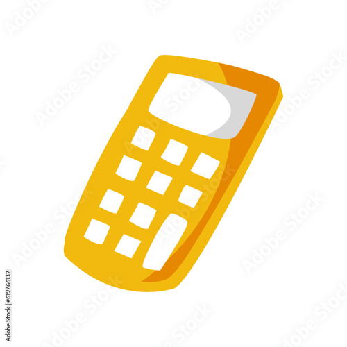 Yellow Calculator. Hand drawn Calculator Concept of Financial Management. Math Device. Math Tool