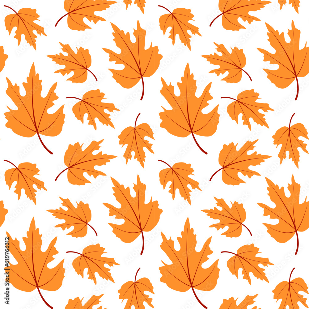 Vector seamless pattern of yellow autumn maple leaves. Autumn Background Vector seamless pattern of yellow autumn maple leaves. Autumn Background