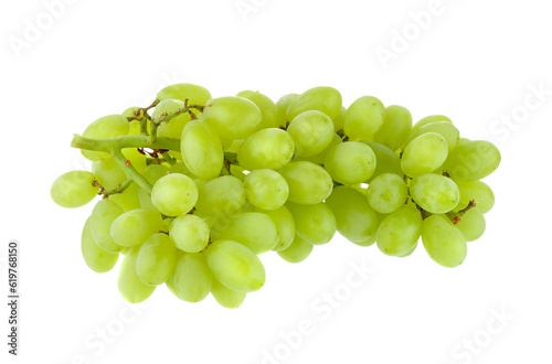 Fresh green grapes. Isolated on transparent png
