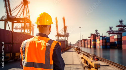 A dockworker unloading cargo from a ship, illustrating the importance of logistics and transportation labor Generative AI