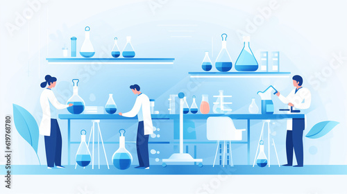 A group of scientists conducting research in a laboratory, representing the innovation and dedication of scientific labor Generative AI