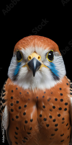 Bird of prey isolated on black background