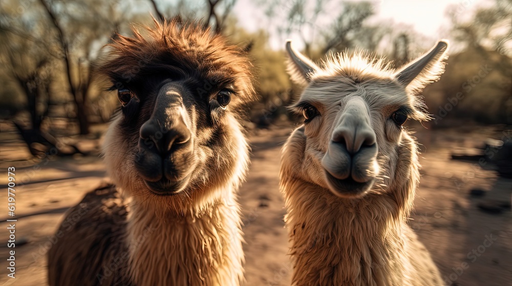 Selfie of llamas. Generative AI
