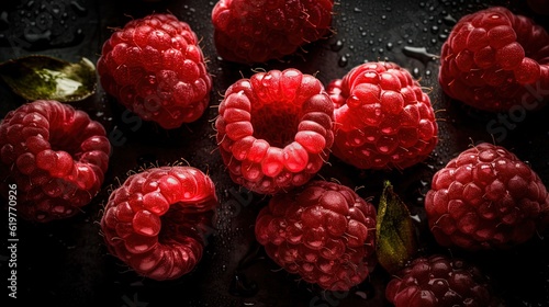 Mesmerizing raspberries. Generative AI