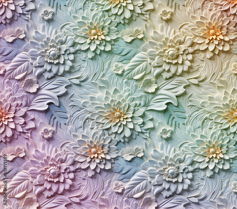 3D Flower Seamless Pattern