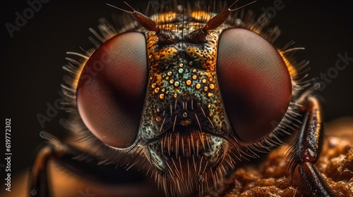 Close-up magnificent insect eyes with raindrops. Generative AI © Soulmate
