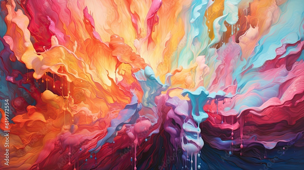 In this visually stunning artwork, fluid colors take center stage
