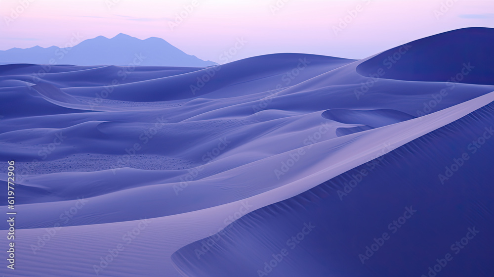 beautiful desert dunes simple minimalist wallpaper at dusk in mauve with a purple sky  created with Generative AI Technology - obrazy, fototapety, plakaty 