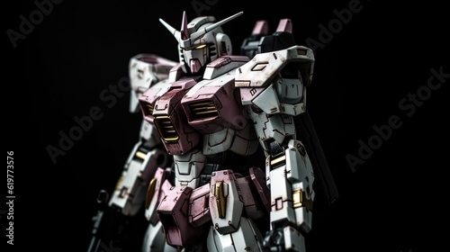 Pink futuristic cyborg. Robot. pink robotic warrior. Generative AI