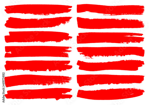 Vierzehn Rote Pinselstriche Streifen Kratzer Set