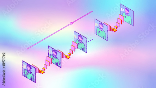 A Neural Network for Image Generation from Text. The principle of diffusion neural network that generates images from textual descriptions using a step-by-step reconstruction from latent noise by appl