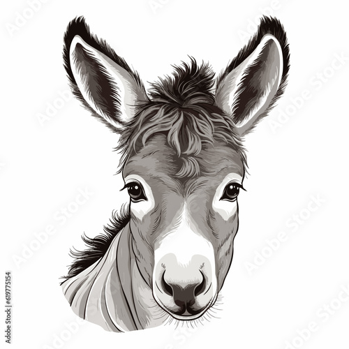 Donkey foal hand-drawn illustration. Donkey foal. Vector doodle style cartoon illustration