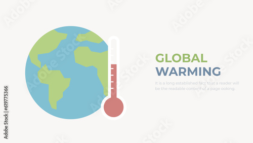 Global warming vector. The globe with a thermometer illustration.