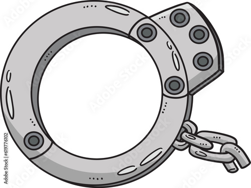 Handcuff Cartoon Colored Clipart Illustration