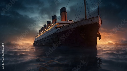 Print op canvas Sinking of the RMS Titanic.