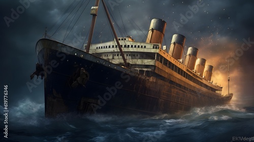Canvas Print Sinking of the RMS Titanic.