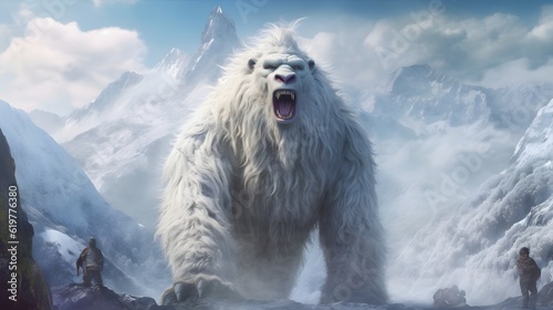 Yeti or Abominable Snowman - White Fur brother to Bigfoot Monster in a Blizzard © Tremens Productions