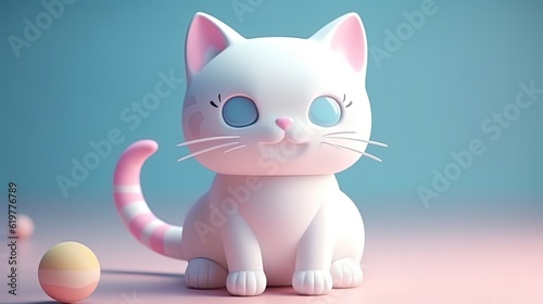Cute pink cat statuette. Cat toy. Generative AI