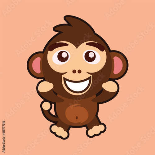 illustration of happy and smiling brown monkey