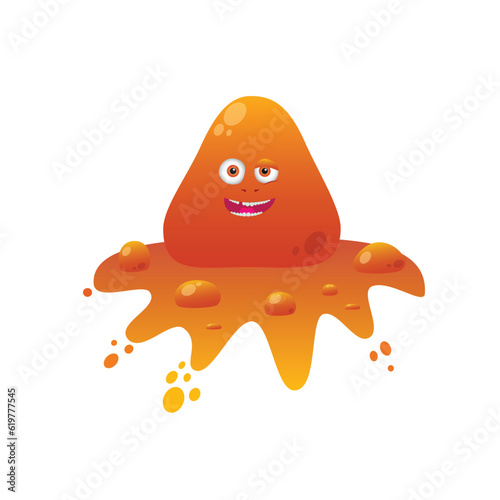 orange slimy monster sitting in dirty puddle