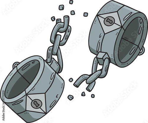 Broken Shackles Cartoon Colored Clipart 