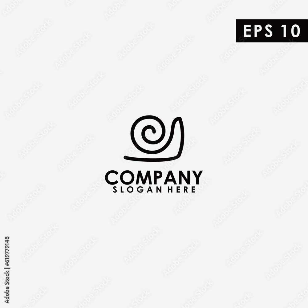 Black Line Snail Logo Design Vector Template. Modern Design. Snail Icon. Flat Logo. Snail. Vector Illustration Black Line Snail Logo Design Vector Template. Modern Design. Snail Icon. Flat Logo. Snail. Vector Illustration