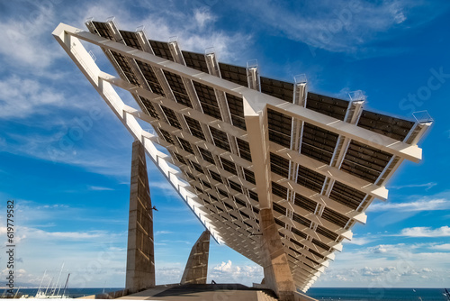 Solar panels pergola in Barcelona's Forum Harbor Port