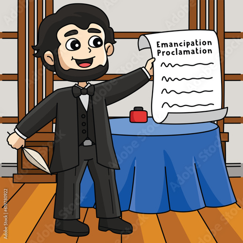 Abraham Lincoln on Juneteenth Colored Cartoon 