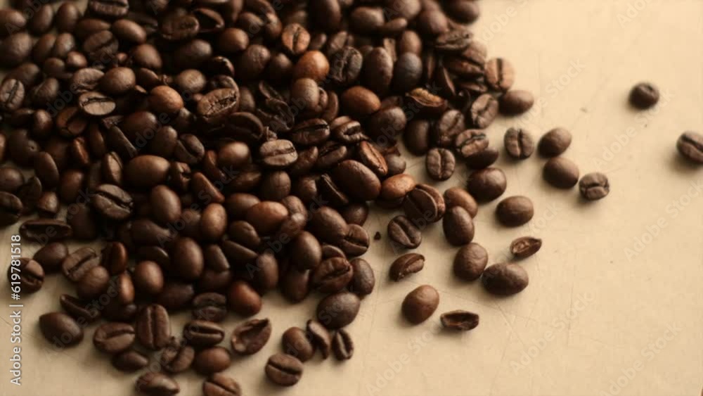 Sensory Delight: Mesmerizing Rotation of Coffee Beans, Falling Gracefully Sensory Delight: Mesmerizing Rotation of Coffee Beans, Falling Gracefully