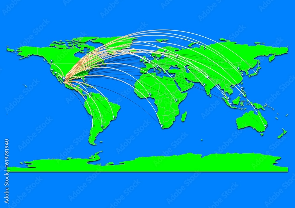 Naklejka premium Vibrant Culiacán, Mexico map - Export concept map for Culiacán, Mexico on World map. Suitable for export concepts. File is suitable for digital editing and prints of all sizes.