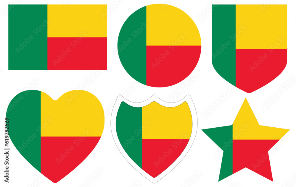 Fototapeta premium Benin flag design shape set. Flag of Benin design shape set.