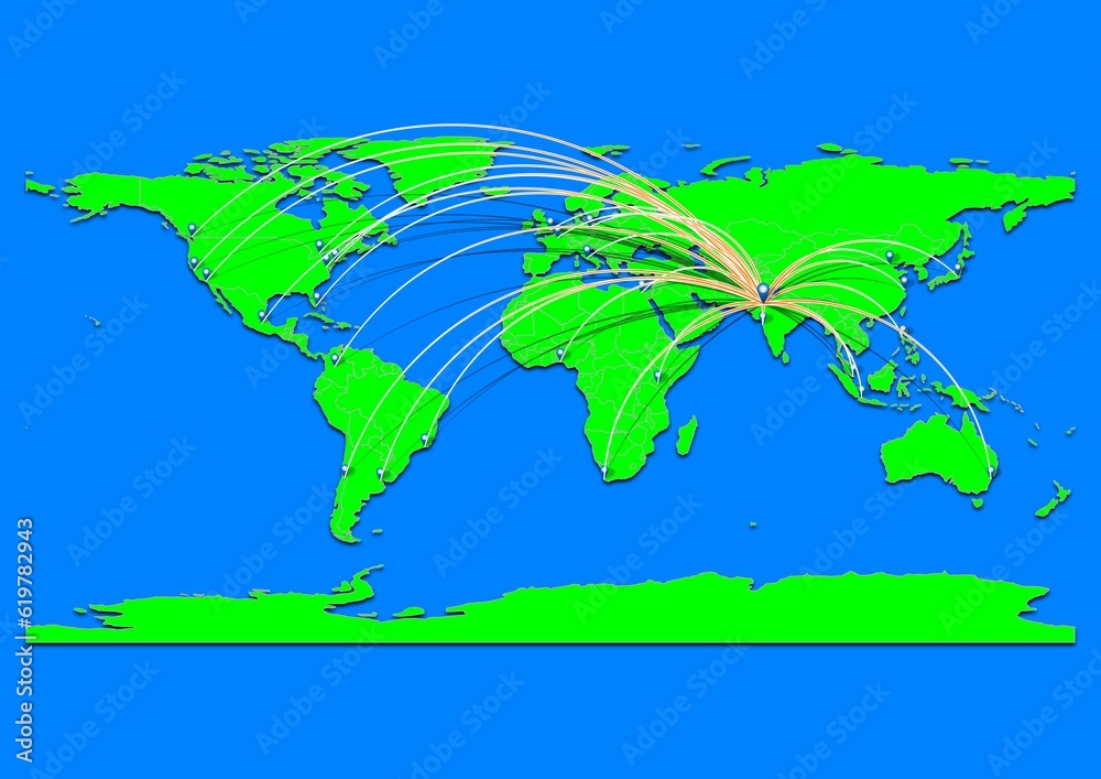 Naklejka premium Vibrant Jodhpur, India map - Export concept map for Jodhpur, India on World map. Suitable for export concepts. File is suitable for digital editing and prints of all sizes.