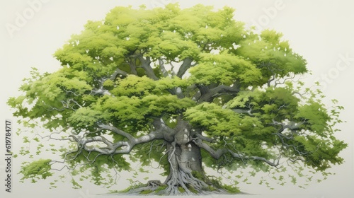 Lush decomposed tree watercolor illustration - Generative AI.