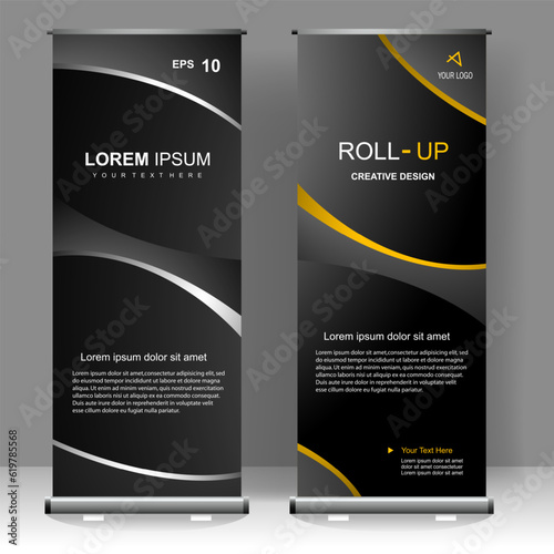 Business Roll up banner vertical template design, for brochure, business, flyer, infographics. modern x-banner and flag-banner advertising. vector illustration
