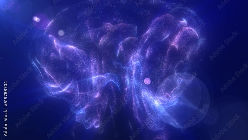 Abstract floating liquid from energetic blue particles glowing magical background Abstract floating liquid from energetic blue particles glowing magical background