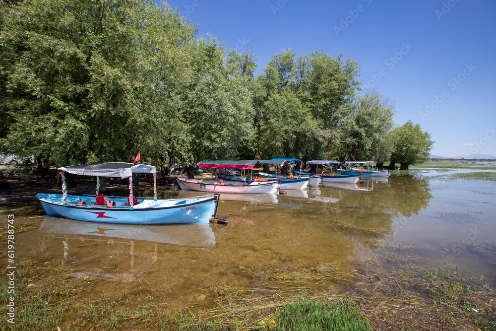 Obraz premium Civril - Denizli - Turkey, June 15, 2023, Civril Isikli Lake in Denizli.