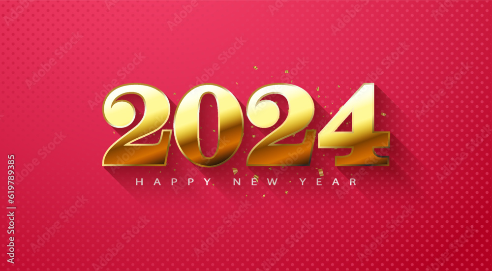 golden 2024 design on red background