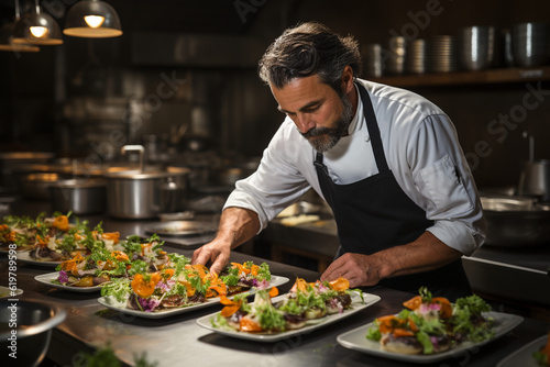 A chef plating a gourmet tasting menu  Chef Generative AI