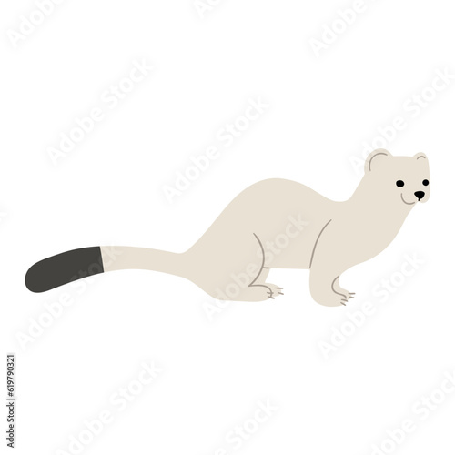 Stoats Ermine Single 16 on a white background  vector illustration. 