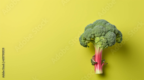 Broccolflower on colorful background. empty copy space on the side for text. Bright Vibrant colors. Generative AI.