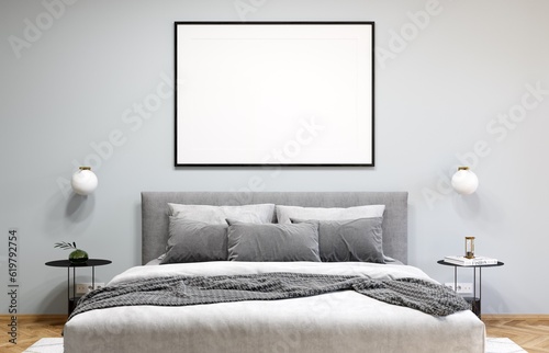 Wallpaper Mural Mockup poster frame in modern interior background, living room, 3D render, 3D illustration Torontodigital.ca