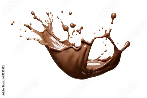 Canvastavla Isolated chocolate milk splash, isolated on transparent background cutout, png