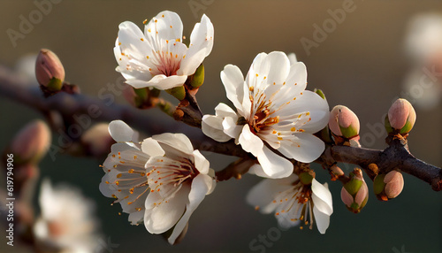 close up to the beautiful almond flower Generative Ai technology