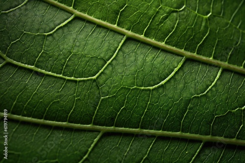 Texture of green leaves with dew droplets. Generative AI