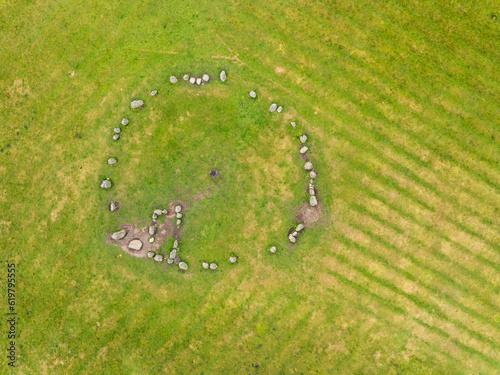 Castlerigg Stone Circle from a drone, Keswick, Lake District National Park, North West England photo