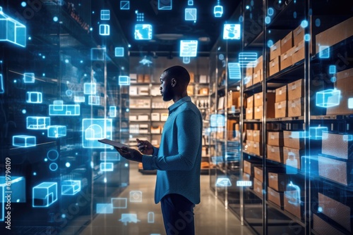 Person doing online shopping on the internet. Generative AI