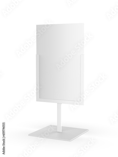 Free Standing Poster Display Holder Metal Stand. 3d Illustration.