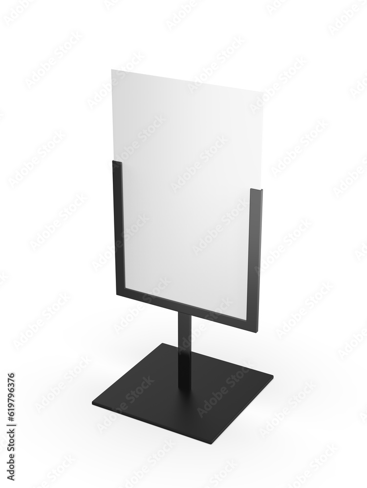 Free Standing Poster Display Holder Metal Stand. 3d Illustration. Free Standing Poster Display Holder Metal Stand. 3d Illustration.