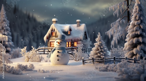 snowman and cottage © Mynn Shariff