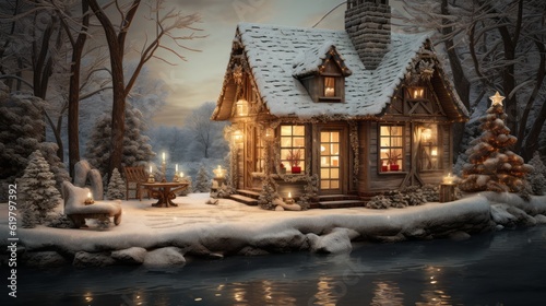 Christmas house in the snow © Mynn Shariff